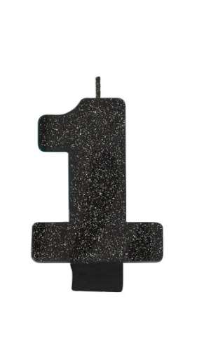 Sparkly Black Candle - No 1 - Click Image to Close